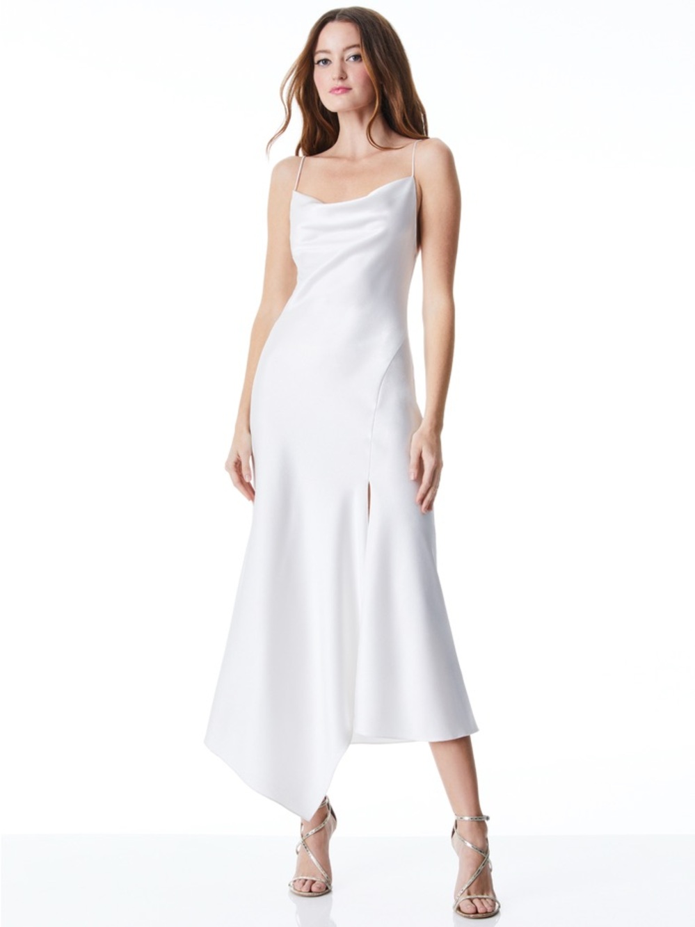 Alice + Olivia White Satin Dress